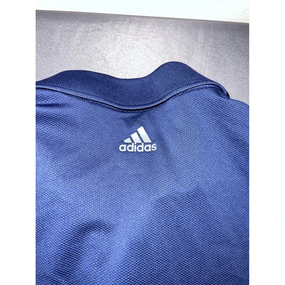 Adidas Polo Shirt Mens Large Blue Excellent Climacool Golf Coffeyville CC Logo